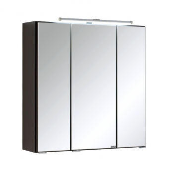 Held Möbel Bad Badezimmer WC 3D Spiegelschrank Bologna in Graphitgrau 60 cm breit mit LED Aufbauleuchte