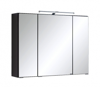 Held Möbel Bad Badezimmer WC 3D Spiegelschrank Bologna in Graphitgrau 80 cm breit mit LED Aufbauleuchte