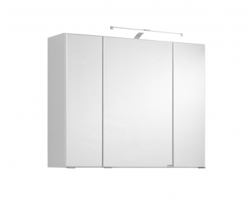 Held Möbel Bad Badezimmer WC 3D Spiegelschrank Cardiff in Weiß 80 cm breit mit LED Aufbauleuchte