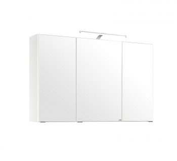 Held Möbel Bad Badezimmer WC 3D Spiegelschrank Florida in Weiß 100 cm breit mit LED Aufbauleuchte 005.1.0001