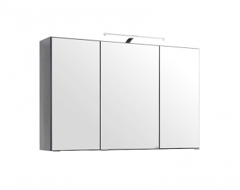 Held Möbel Bad Badezimmer WC 3D Spiegelschrank Florida in Graphitgrau 100 cm breit mit LED Aufbauleuchte 005.1.0042