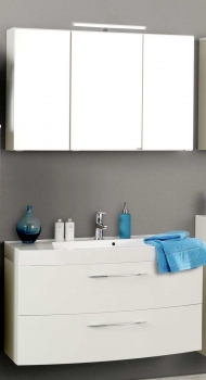 Held Möbel Bad Badezimmer WC Waschtisch Set Florida 100 cm 2-teilig mit Vollauszügen in weiß hochglanz inkl. Mineralgussbecken in weiß 062.1.3101