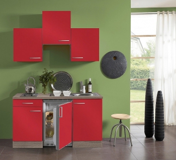 Optifit Jaka Singleküche mit Elektrogeräten Imola 150 cm breit in rot glänzend