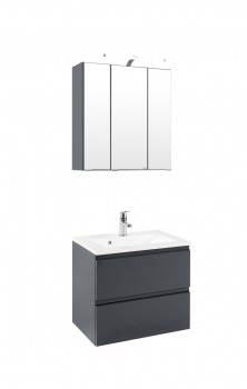 Held Möbel Bad Badezimmer WC Waschtisch Set Cardiff 60 cm 2-teilig in hochglanz grau inkl. Mineralgussbecken in weiß 359.1.3103
