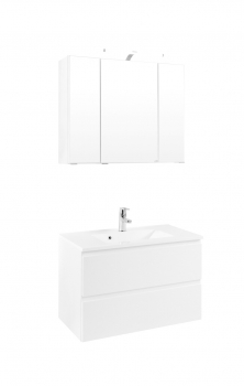 Held Möbel Bad Badezimmer WC Waschtisch Set Cardiff 80 cm 2-teilig in hochglanz weiß inkl. Mineralgussbecken in weiß 385.1.3102