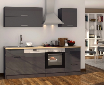 Held Möbel Küchenblock Mailand 220 cm grau hochglanz ohne Elektrogeräte (Geschirrspüler geeignet) 563.1.6211