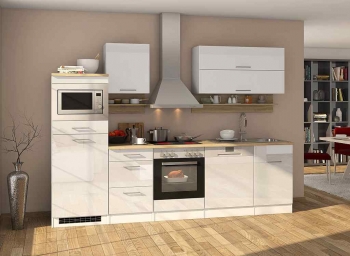 Held Möbel Küchenblock Mailand 280 cm weiß hochglanz ohne Elektrogeräte 569.1.6210