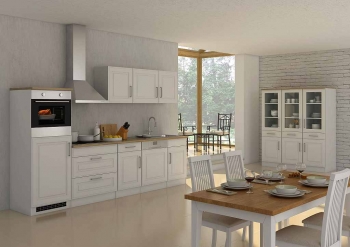 Held Möbel Küchenblock Rom 300 cm mit Geschirrspüler im Landhaus Stil weiß matt 630.1.6197