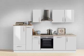 Menke Küchenblock mit Glaskeramikkochfeld und Geschirrspüler Premium 300 cm in Lack hochglanz weiß White Premium 1521-102-03-300-004