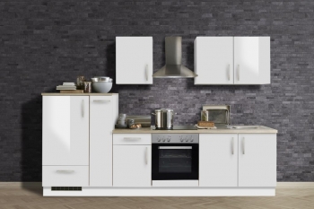 Menke Küchenblock mit Glaskeramikkochfeld Premium 300 cm in Lack hochglanz weiß White Premium 1521-102-03-300-002