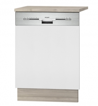 Optifit Jaka Küchen Türfront für Dunsthaube oder Geschirrspüler Genf T606APL-9 in weiß mit Arbeitsplatte