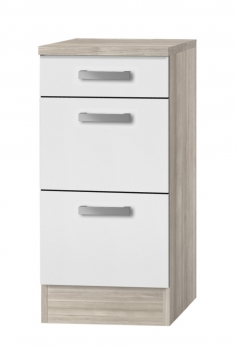 Optifit Jaka Küchen Schubladenunterschrank mit Arbeitsplatte Genf U436-9 in weiß