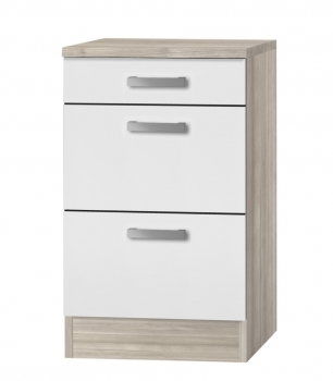 Optifit Jaka Küchen Schubladenunterschrank mit Arbeitsplatte Genf U536-9 in weiß
