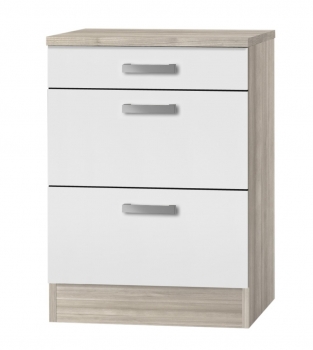 Optifit Jaka Küchen Schubladenunterschrank mit Arbeitsplatte Genf U636-9 in weiß