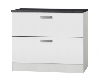 Optifit Jaka Küchen Schubladenunterschrank mit Arbeitsplatte Oslo U126-9 in weiß