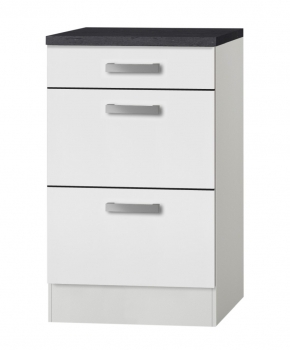 Optifit Jaka Küchen Schubladenunterschrank mit Arbeitsplatte Oslo U536-9 in weiß