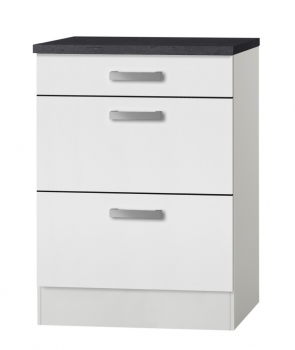 Optifit Jaka Küchen Schubladenunterschrank mit Arbeitsplatte Oslo U636-9 in weiß