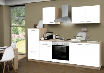 Menke Küchenblock mit Chrom Kochmulde Classic 270 cm in weiß matt