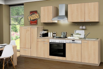 Menke Küchenblock ohne Elektrogeräte Classic 310 cm in Sonoma Eiche Nachbildung (Geschirrspüler geeignet)