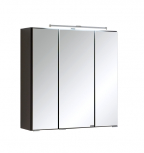 Held Möbel Bad Badezimmer WC 3D Spiegelschrank Cardiff in Grau 60 cm breit mit LED Aufbauleuchte