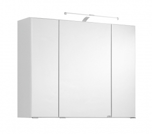 Held Möbel 3D Spiegelschrank Bologna in Weiß 80 cm breit mit LED Aufbauleuchte