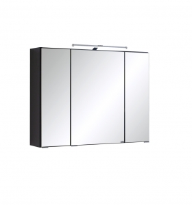 Held Möbel Bad Badezimmer WC 3D Spiegelschrank Cardiff in Grau 80 cm breit mit LED Aufbauleuchte