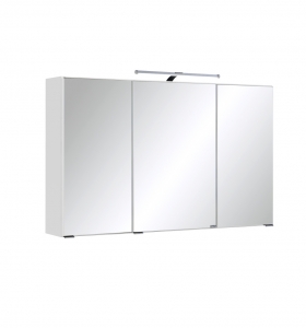 Held Möbel Bad Badezimmer WC 3D Spiegelschrank Cardiff in Weiß 100 cm breit mit LED Aufbauleuchte