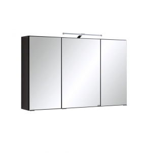 Held Möbel Bad Badezimmer WC 3D Spiegelschrank Cardiff in Grau 100 cm breit mit LED Aufbauleuchte 005.1.3103