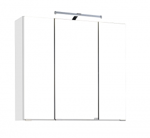 Held Möbel Bad Badezimmer WC 3D Spiegelschrank Bologna in Weiß 70 cm breit mit LED Aufbauleuchte