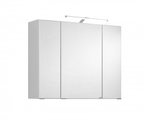 Held Möbel Bad Badezimmer WC 3D Spiegelschrank Bologna in Weiß 90 cm breit mit LED Aufbauleuchte
