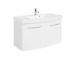 Held Möbel Bad Badezimmer WC Waschtisch Florida 100 cm mit Türen in weiß hochglanz inkl. Mineralgussbecken in weiß 138.1.3101