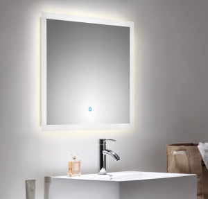 Posseik Emotion Bad Spiegel in 70x60 cm mit LED Beleuchtung und Touch Bedienung