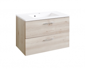 Held Möbel Bad Badezimmer WC Waschtisch Portofino 80 cm in Buche Iconic Nachbildung inkl. Mineralgussbecken in weiß