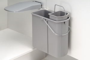 Sagemüller und Rohrer Abfallsammler BioBoy mit 1 x 14 und 1 x 5 Liter Fassungsvermögen in alugrau