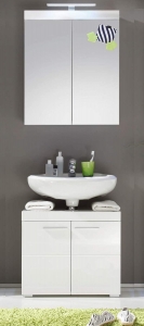 Trendteam Badezimmer Badmöbel Kombination Amanda 139390701 in weiß hochglanz mit Waschbecken Unterschrank Spiegelschrank 