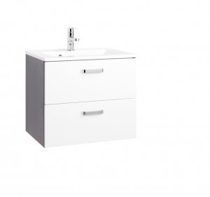 Held Möbel Bad Badezimmer WC Waschtisch Bologna in hochglanz weiß / graphitgrau 60 cm mit Vollauszügen inkl. Mineralgussbecken in weiß