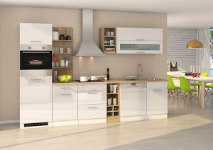 Held Möbel Küchenblock Mailand 310 cm weiß hochglanz ohne Elektrogeräte 581.1.6210