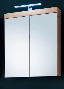 Bad Spiegelschrank Amanda 60 cm in Asteiche Nachbildung mit LED Beleuchtung