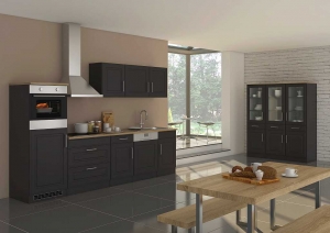 Held Möbel Küchenblock Rom 300 cm im Landhaus Sil grau matt ohne Elektrogeräte 629.1.6198