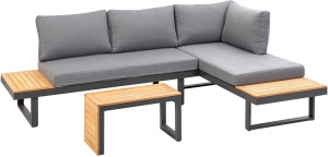 Testrut Greenmotion Garten Lounge Set Samara 3 tlg. in Aluminium mit Tisch und Kissen 132601