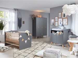 Babyzimmer Mats komplett 3-teilig in grau mit viel Stauraum