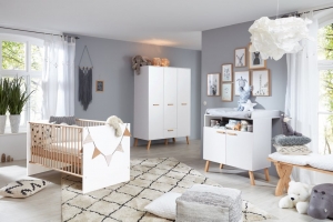 Trendteam Babyzimmer Mats komplett 3-teilig in weiß mit viel Stauraum 197660501
