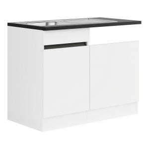 Optifit Jaka Küchen Spülenschrank Set mit Arbeitsplatte Luca SPGSSET-0+ in weiß matt 110 cm breit