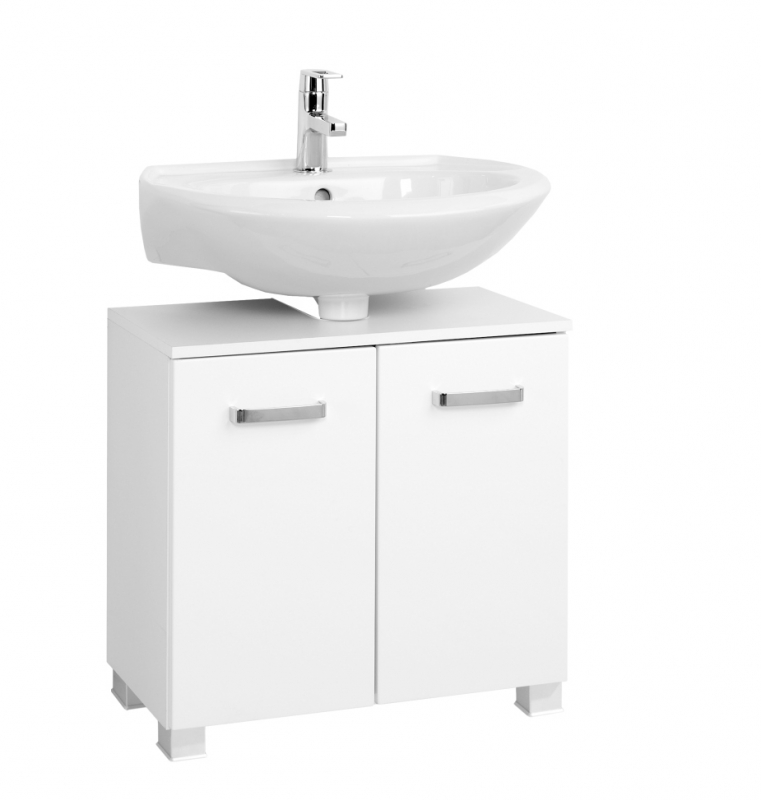 Held Möbel Bad Badezimmer WC Waschbecken Unterschrank Bologna in hochglanz  weiß 60 cm breit mit 2 Türen