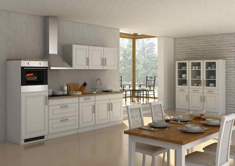 Held Möbel Küchenblock Rom Landhaus ohne Elektrogeräte cm matt 290 weiß