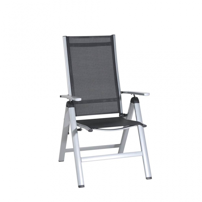 schmutzunempfindlich und pflegeleicht Stuhl mit 7-fach verstellbarer Rückenlehne Sitzmaße: ca für den Innen- und Außenbereich 55 x 42 x 44 cm greemotion Klappsessel Monza Comfort silber/schwarz