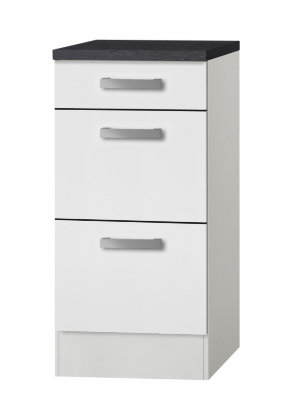Optifit Jaka Küchen Schubladenunterschrank mit Arbeitsplatte Oslo U436-9 in  weiß