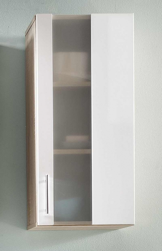 Trendteam Badezimmer Hängeschrank 33 cm breit Porto 168850141 in weiß mit  satiniertem Glas